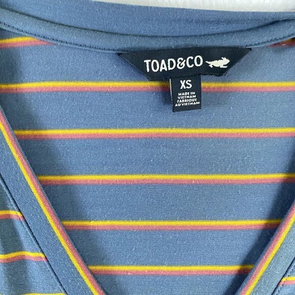 Toad & Co.‎ Tank Midi Dress Sz XS Orange Blue Striped Beachy Coastal Lightweight - Picture 3 of 10